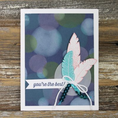 Four Feathers Bokeh Card