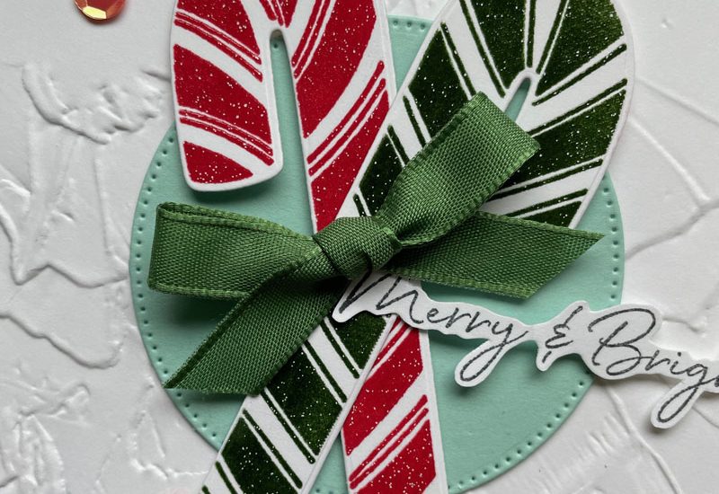 Sweet Candy Canes Embossed Card