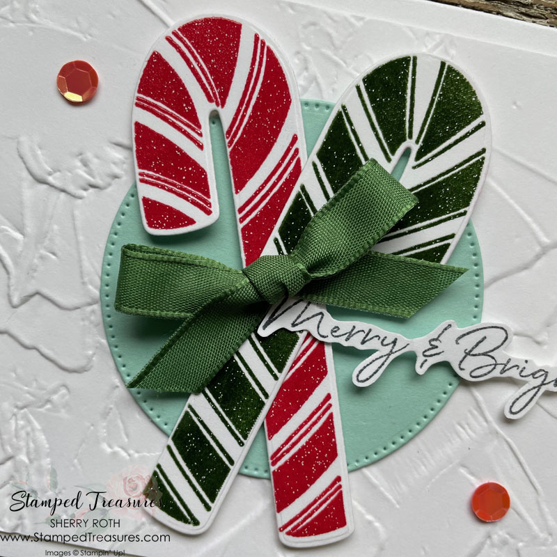 Sweet Candy Canes Embossed Card